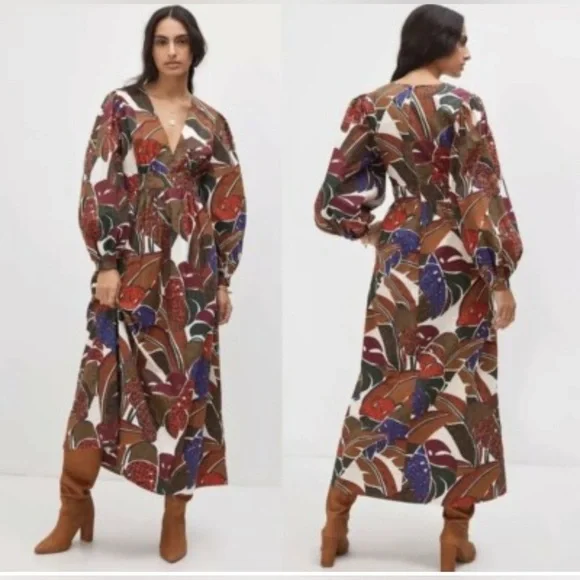 Farm Rio by Anthropologie Women’s Leaf Print Long Sleeve Dress - Picture 2 of 7